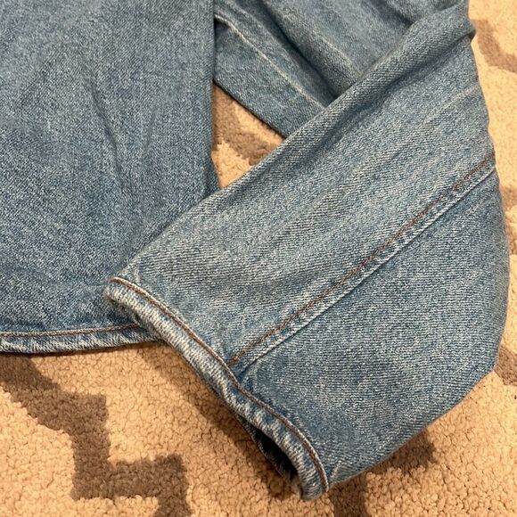 ellen ashley cropped denim jacket size M made in USA 100% cotton EUC one button - Picture 2 of 10